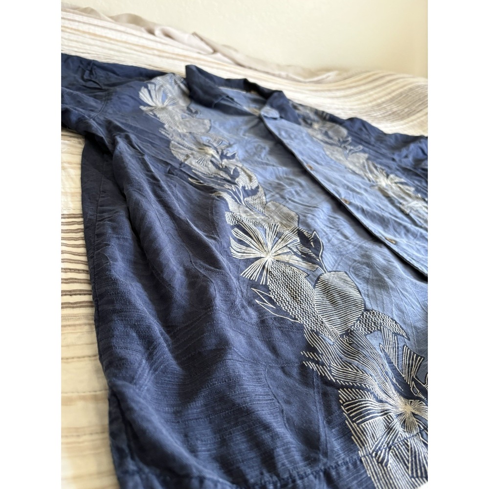 Tommy Bahama Button-Up Shirt Blue Palm Leaves Floral Print XXL Short Sleeve Mens - Picture 2 of 9
